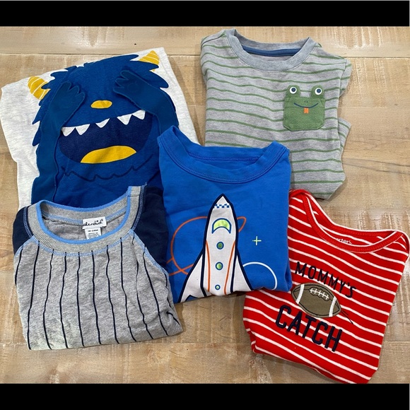 5 set Carters Tea Splendid Cat & Jack toddler baby boy tips tee shirts - Picture 1 of 11